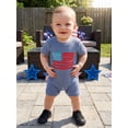 thumbnail image 5 of BemeyourBBs Newborn Baby Boy 4th of July Outfit Patriot Independent Day Clothes Summer Waffled Romper Short Sleeve  USA Flag Print One Piece Jumpsuit Playsuit, 5 of 9
