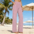 thumbnail image 2 of Arlun Striped Linen Pants for Women Breathable Lightweight Flowy Palazzo Drawstring Elastic Waist Trousers with Pockets Summer Stylish Beach Vacation Clothes Red S, 2 of 3