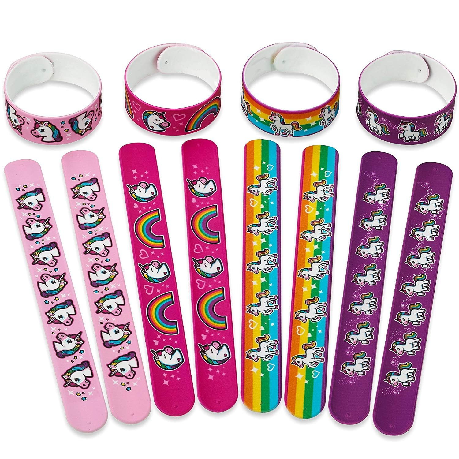 Kayco Assorted Unicorn Slap Bracelet 12 Pack Cool and Fun Magical