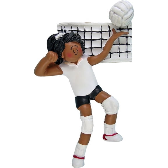 Volleyball Female African-American Personalized Christmas Ornament DO-IT-YOURSELF