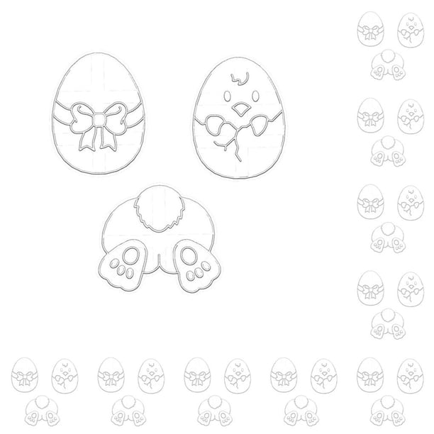 Injueey Molde en relieve para galletas, lavable, seguro, lindos dibujos animados, moldes de Pascua para interiores, hogar, fiesta familiar, 3 piezas de huevo 10piezas