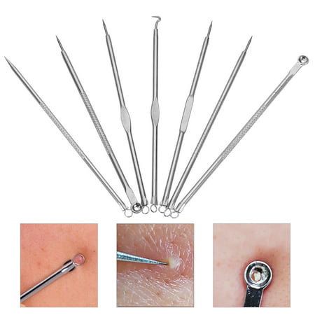 EECOO 7Pcs Facial Skin Care Acne Pimple Comedone Needle Blackhead Blemish Extractor Removal Pimple Remover Needle Blackhead Extractor
