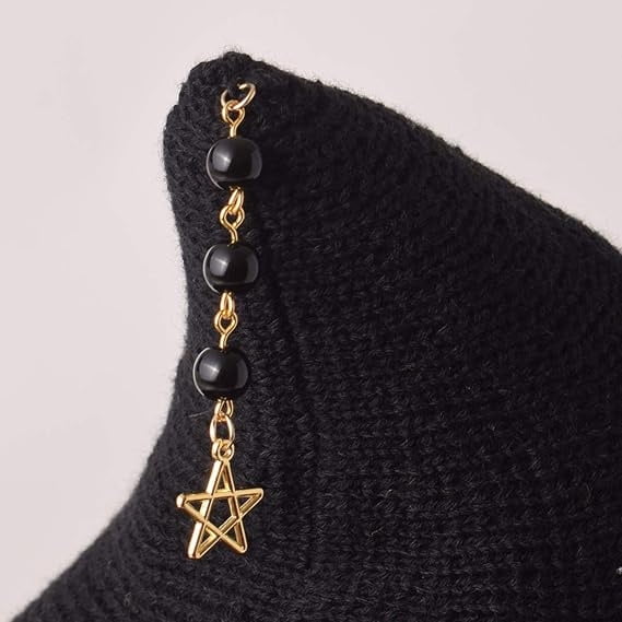 Knitted Wool Witch Hat with Wide Brim for Halloween Costume and Winter Wear