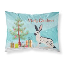 Carolines Treasures BB9328PILLOWCASE English Spot Rabbit Christmas Fabric Standard Pillowcase Teal Standard multicolor