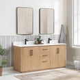 thumbnail image 3 of Vinnova San 72" Double Sink Wood Bath Vanity with Grain Stone in Brown/White, 3 of 16
