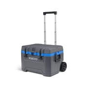 Igloo 52 QT Overland Ice Chest Cooler with Wheels, Gray and Blue