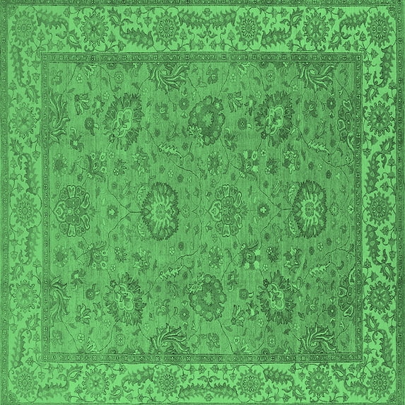 Ahgly Company Indoor Square Oriental Emerald Green Traditional Area Rugs, 4' Square