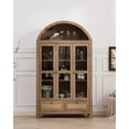 thumbnail image 2 of LAZZO 75" Arched Pantry Cabinet with Glass Doors, Rattan Drawers and Anti-Tipping Storage Cupboard for Kitchen and Living Room, Natural Wood, 2 of 8