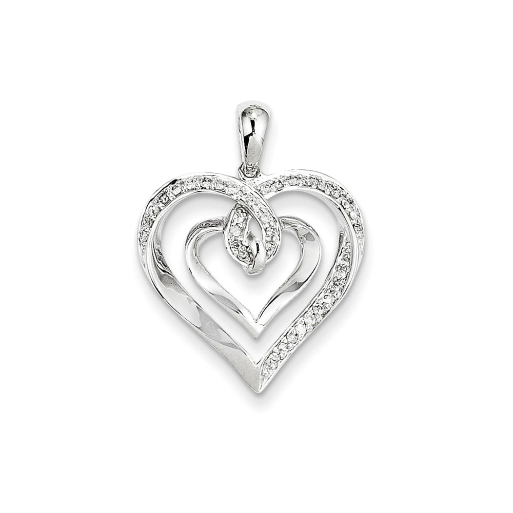 Sky Jewelers - Real 14kt White Gold Diamond Heart Pendant - Walmart.com ...