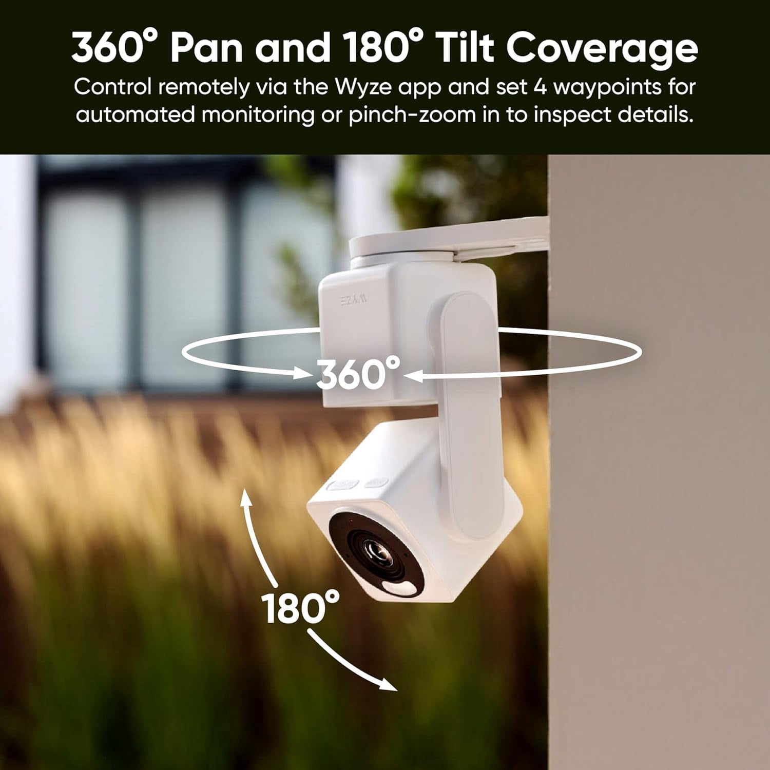 Wyze Cam Pan v4 4K Smart Security Camera, AI Indoor/Outdoor Camera with Color Night Vision, Pan/Tilt/Zoom, Voice Assistant Compatibility