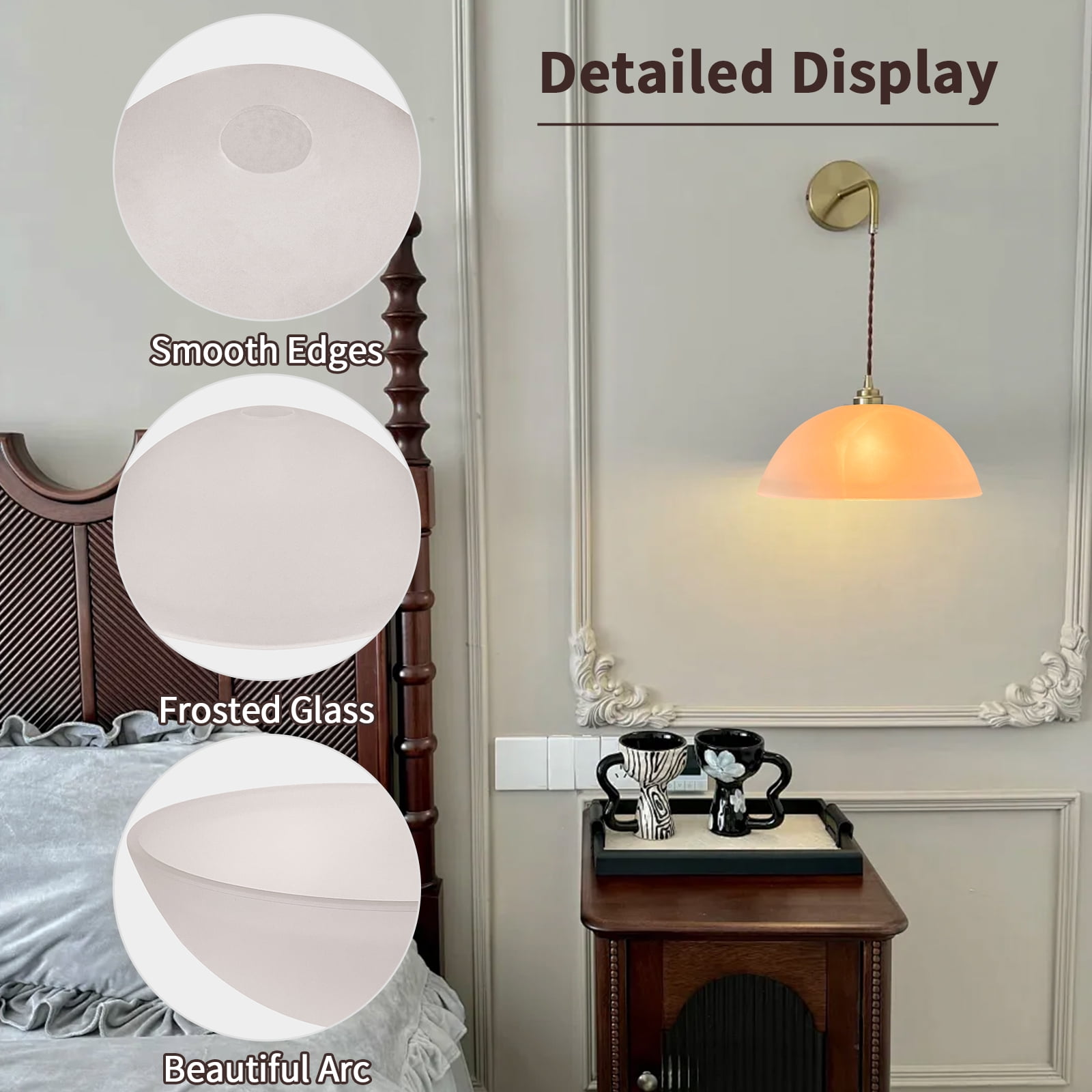 HonoDing Glass Lamp Shade Replacement for Torchiere Floor Lamps，Lamp Shade for Floor Lamp Suitable for Base E26 Socket, Standing Lamp Replacement Shade, Alabaster Glass Bowl Shade (White bowl-shaped)