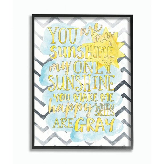 The Kids Room by Stupell You are My Sunshine Watercolors Chevron Framed Wall Art by Erica Billups