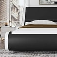 thumbnail image 3 of Amolife Queen Size Modern Platform Bed Frame with Adjustable Headboard, Faux Leather, Black with White Border, 3 of 7