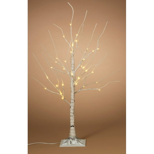 3 Foot High LED Lighted Birch Tabletop Christmas Tree with 36 Clear