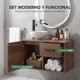 thumbnail image 4 of Set de Mueble Organizador de Baño con Lavabo y Espejo Luz LED Diseño Flotante marron, 4 of 8