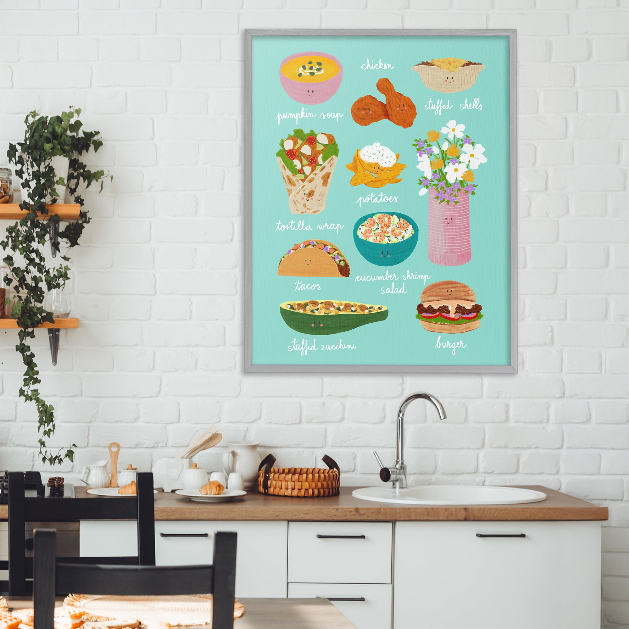 Stupell Industries Gourmet Lunch Food Collection Gray Framed Giclee Art, design by Metka Hiti