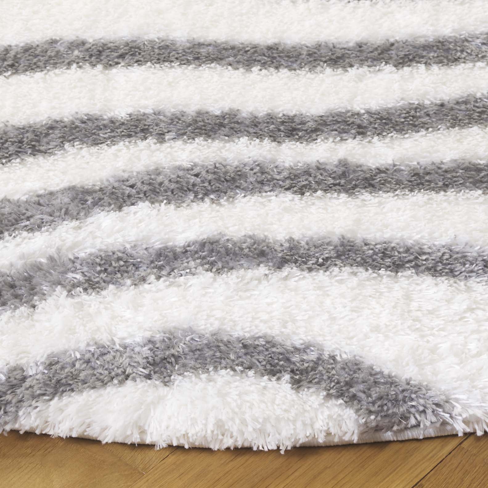 SAFAVIEH Tahoe Kuzman Abstract Shag Area Rug, Ivory/Gray, 6'7" x 6'7" Round