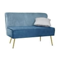 thumbnail image 3 of Home Design Hestie Velvet Loveseat with Curved Backrest and Gold Metal Legs, Modern Armless Design for Adult Living Room, Blue, 3 of 4