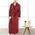 thumbnail image 3 of VANLOFE Unisex Warm Pajamas Household Clothes Solid Bathrobe Lengthened Night-robe Man's Nightgown Casual Robes Wine Robes Sleepwear for Woman M, 3 of 6