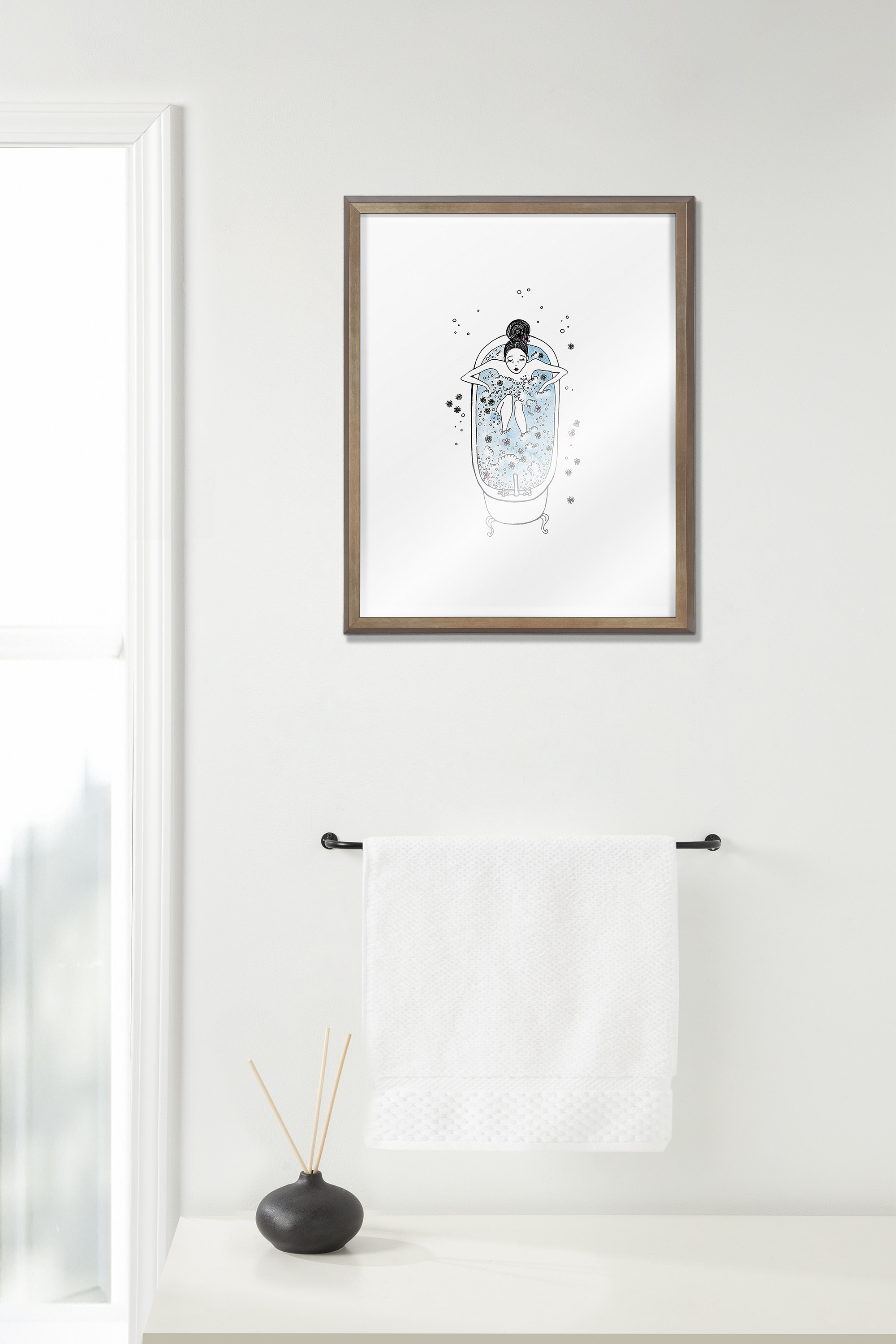 Blake Girl in a Bath 16 in x 20 in Framed Painting Art Prints, by Kate and Laurel