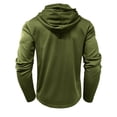 thumbnail image 3 of WTOBBY Men's Hooded Button-Up Long Sleeve T-Shirt Casual Three-Button Design, Comfortable Solid Color Top for Daily Wear, Layering, and Cool Weather Outfits,Army Green L, 3 of 6
