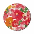 thumbnail image 1 of Flower Mouse Pad for Computers, Watercolor Styled Effect Floral Theme Flowers and Leaves Pattern Art, Round Non-Slip Thick Rubber Modern Gaming Mousepad, 8" Round, Red and Orange, by Ambesonne, 1 of 2
