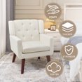 thumbnail image 6 of Accent Chair, Comfy Upholstered Mid Century Modern Armchair, Button-Tufted with Linen Fabric Lounge Arm Chairs for Living Room Bedroom (Beige), 6 of 7