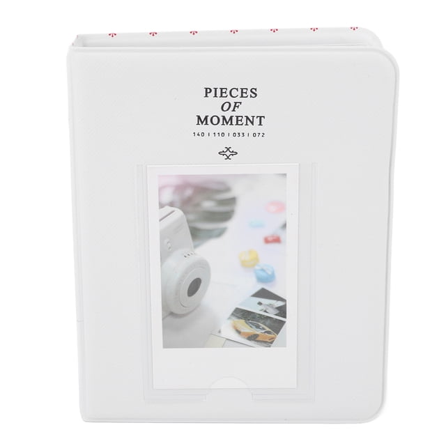 Álbum de fotos portátil de 64 bolsillos, de 3 pulgadas, de cuero sintético, con carpeta para tarjetas, para mini álbumes de 12, 11 y 9 pulgadas, color blanco
