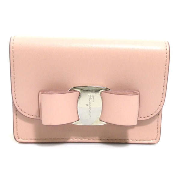 Pre-Owned Salvatore Ferragamo Vara Ribbon Leather Coin Purse, Pink, Women's, H31901a (Good)