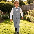 thumbnail image 7 of Toddler Kids Baby Boys Classical formal Suit Gentleman Outfit 4 Piece Long Sleeve Shirt with Bowtie + Vest + Pants Overalls Clothes Gray 1-2Years, 7 of 7