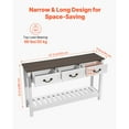 thumbnail image 3 of KFFKFF 47-inch Wooden Console Table with Drawers and Lower Storage Shelf, Rustic Narrow Sofa Table for Entryway, Bedroom, Living Room, or Hallway, Brown and White Finish, 3 of 9