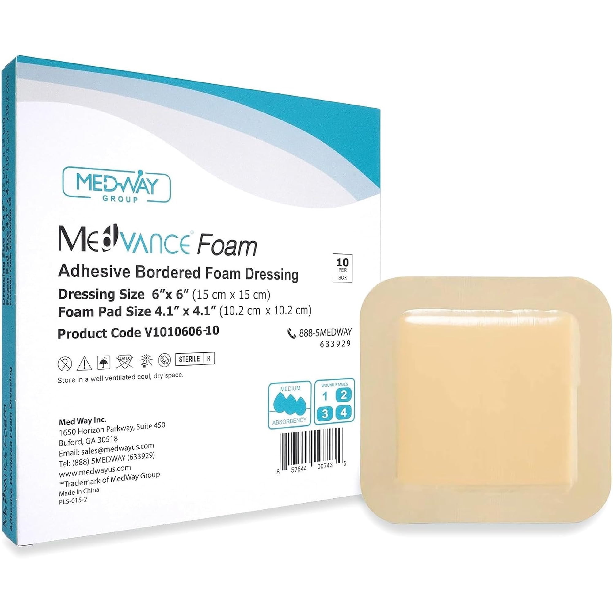 Medvance Waterproof Adhesive Bordered Foam Dressing, 6"x6", Box of 10