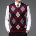thumbnail image 2 of Suéter sin mangas con cuello en V para otoño e invierno para hombre con chaleco de lana Suéter sin mangas para papás de mediana edad y mayores Suéter cálido Chaleco de moda, 2 of 5