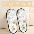 thumbnail image 2 of Bixox Men's Women's Green Blue Avocado Patterned Plush House Slippers, Memory Foam Slippers, Indoor and Outdoor Warm Plush Bedroom Shoes, Soft Flat Sole, Comfortable and Non-slip, 2 of 5