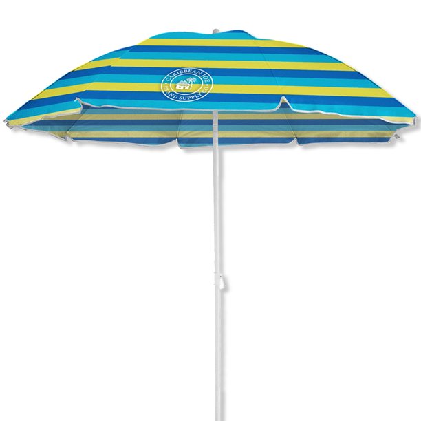 Caribbean Joe 6’ Beach Umbrella with UV Protection and Matching Case