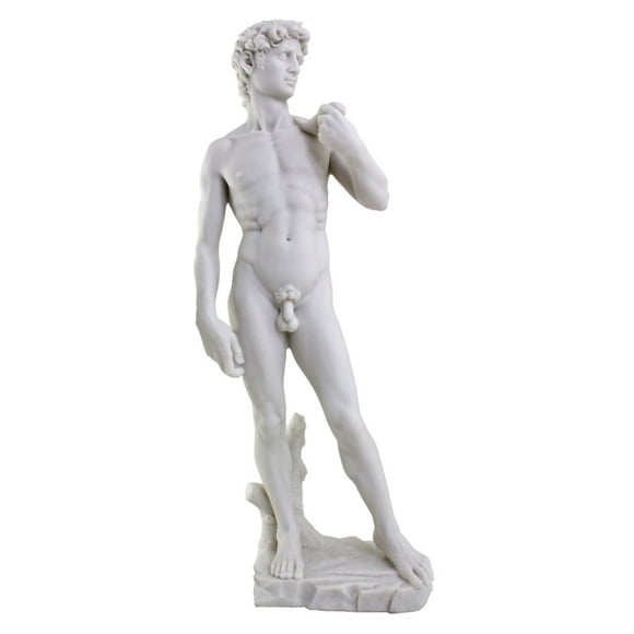 Top Collection Large 19.75 Inch Tall Michelangelo's David Statue Sculpture. Premium Resin - White Marble Finish. Ships Immediately.