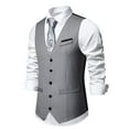 thumbnail image 3 of Bcfgryg Mens Casual Suit Vest Wedding Party V Neck Single Vest Mens Waterproof Jacket Gray M, 3 of 3