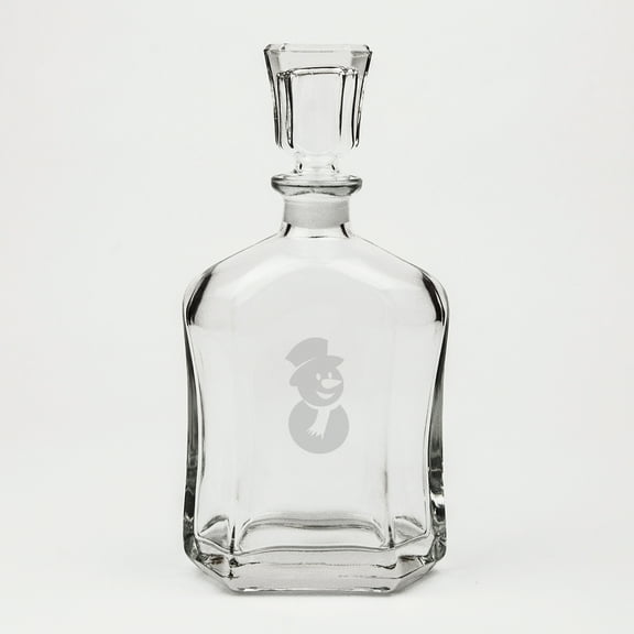 Snowman Deep Etched Crystal Whiskey Decanter