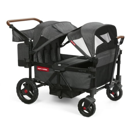 Voya Quad Stroller Wagon by Radio Flyer, 4-Seat for Kids Ages 6 Months+, Gray