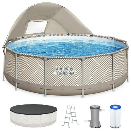 Open Box Bestway Steel Pro MAX 13' x 42" Pool Set with Canopy & Ladder