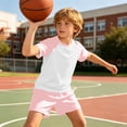 thumbnail image 7 of Girls Summer 2 Piece Outfits Short Sleeve T Shirts Top and Shorts Set Kids Clothing Sets with Pockets Teen Soft Comfy Athletic Casual Sets Sportswear Pink 9-10 Years, 7 of 7