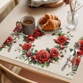 thumbnail image 3 of Placemat Set of 6 Red Rose Wreath Placemats for Dining Table Retro Flowers Washable Table Mats for Kitchen and Party Decor Indoor & Outdoor Use, 3 of 8
