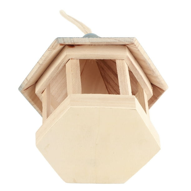 Casas Para Pájaros Colgantes, Alimentador En Forma De Casa Para Pájaros De Madera Al Aire Libre, Contenedor De Alimentos A Prueba De Intemperie De Gran Capacidad Con Cuerda Para