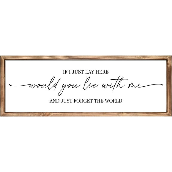 MODE HOME Farmhouse Bedroom Wall Art Above Bed with Title If I Just Lay Here Would You Lie With Me, Large Framed Wall Sign for Master Bedroom Wall Decor 42 x 15 Inch