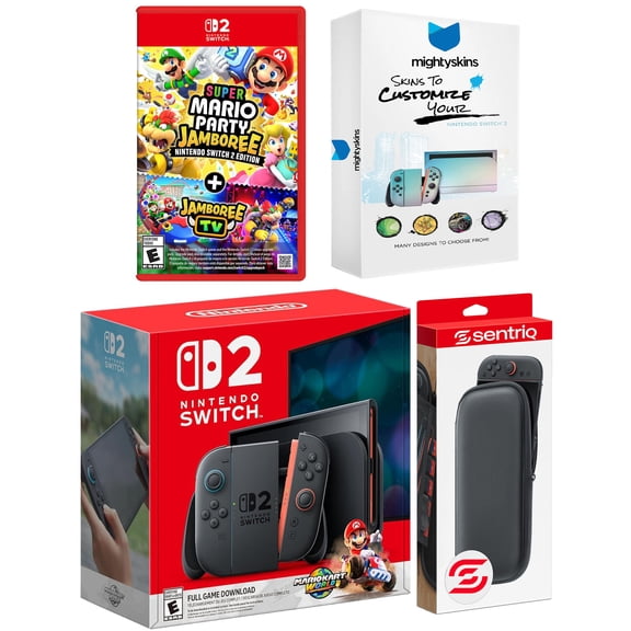 Nintendo Switch 2   Mario Kart World, Super Mario Party Jamboree, MightySkins Code and Protective Case Bundle