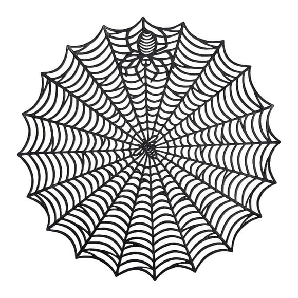 NCWSO Placemat Circular Dining Table Mat | Hollowed Plastic Wind Insulation Anti-Slip Dining Table Mat, 1Pc Halloween Spider Web Placemats Kitchen Table Decor Deals