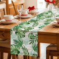 thumbnail image 5 of Summer Botanical Table Runner 108 Inches, Green Monstera Palm Leaves Wood Beige Bed Runner Dresser Scarves Tabletop for Indoor Outdoor Parties/Ceremony/Banquet, 13"x 108", 5 of 9