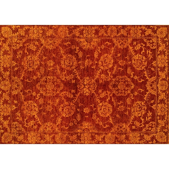 Ahgly Company Machine Washable Indoor Rectangle Abstract Yellow Modern Area Rugs, 5' x 7'