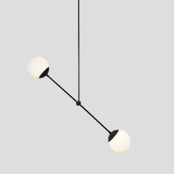 Two Globe Brass Linear Pendant Light Fixture Stilnovo Style Brass Sputnik Chandelier Ceiling Pendant