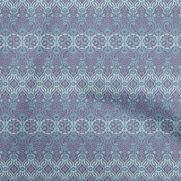 oneOone Polyester Spandex Turquoise Blue Fabric Asian Traditional Motif Sewing Material Print Fabric By The Yard 56 Inch Wide